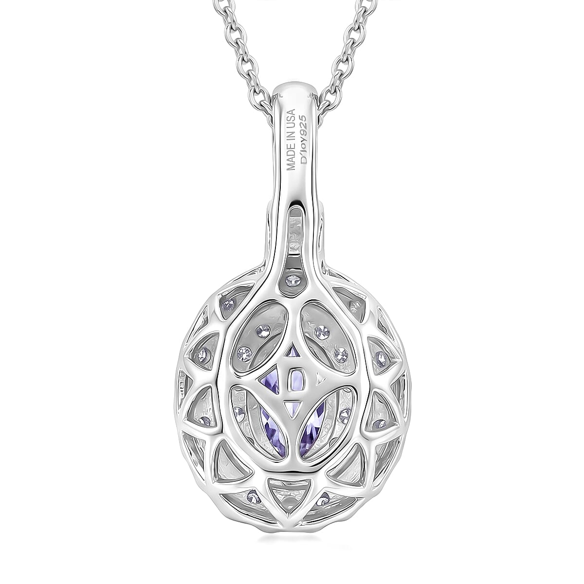 D'Joy AA Lila Spinell, Moissanit AGI zertifiziert Schmuckset ca. 50 cm 925 Silber Rhodiniert ca. 1,07 ct.
