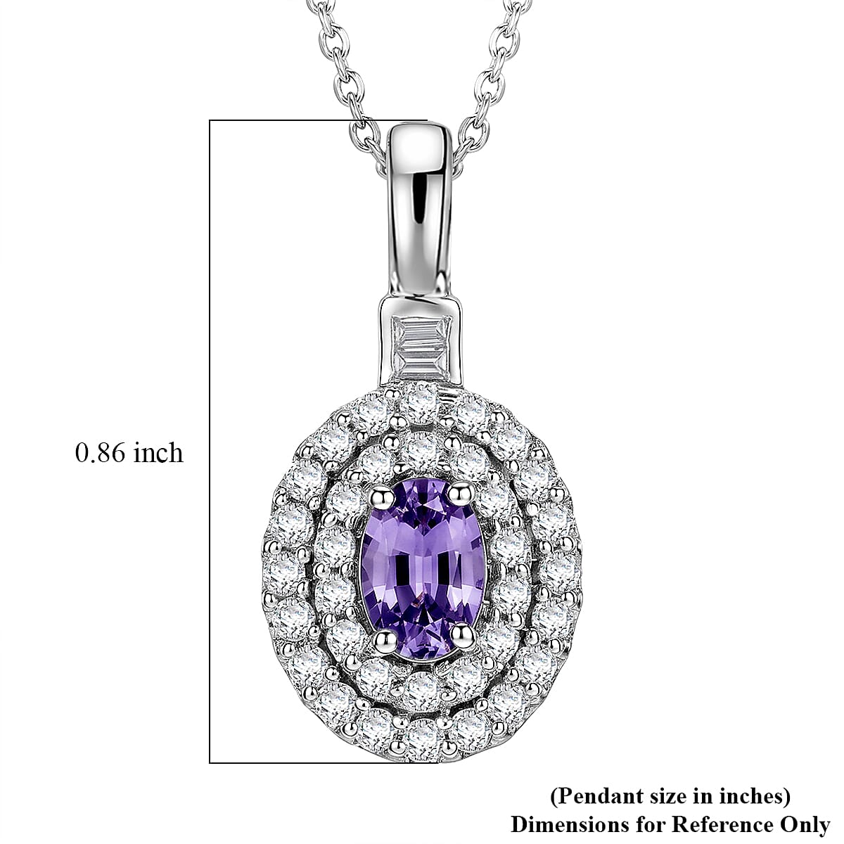 D'Joy AA Lila Spinell, Moissanit AGI zertifiziert Schmuckset ca. 50 cm 925 Silber Rhodiniert ca. 1,07 ct.
