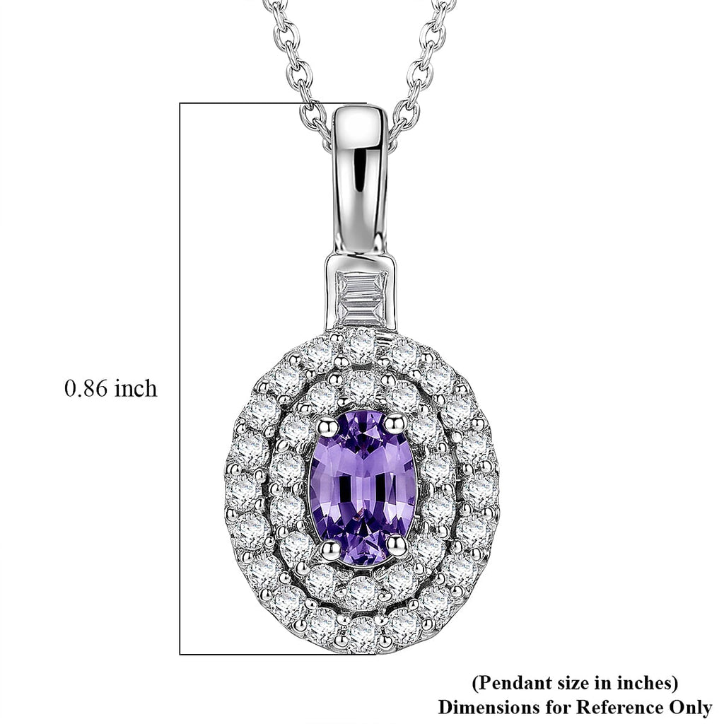 D'Joy AA Lila Spinell, Moissanit AGI zertifiziert Schmuckset ca. 50 cm 925 Silber Rhodiniert ca. 1,07 ct.