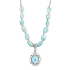 AAA Larimar Schmuckset ca. 50 cm 925 Silber Rhodiniert ca. 63,00 ct.