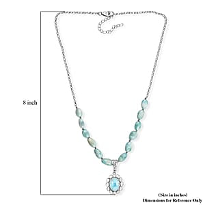 AAA Larimar Schmuckset ca. 50 cm 925 Silber Rhodiniert ca. 63,00 ct.