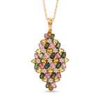 D'Joy AA Mehrfarbig-Turmalin Schmuckset ca. 45 cm 925 Silber 750 Gelbgold vermeil ca. 10,03 ct.