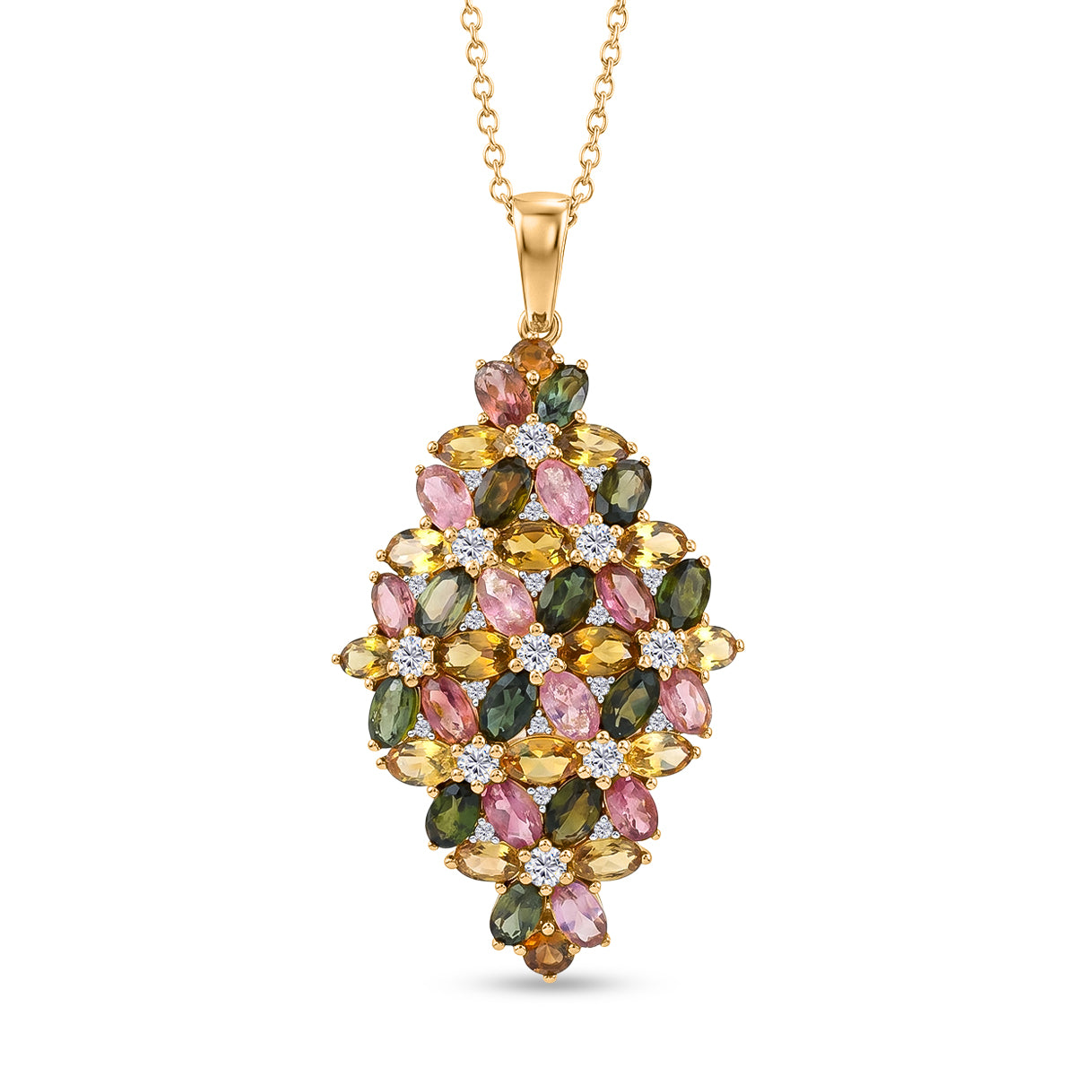 D'Joy AA Mehrfarbig-Turmalin Schmuckset ca. 45 cm 925 Silber 750 Gelbgold vermeil ca. 10,03 ct.