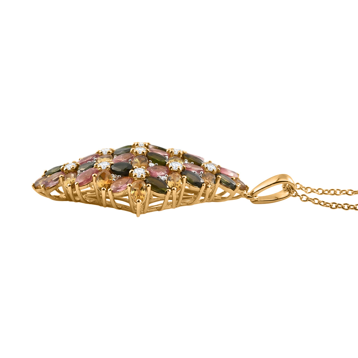 D'Joy AA Mehrfarbig-Turmalin Schmuckset ca. 45 cm 925 Silber 750 Gelbgold vermeil ca. 10,03 ct.