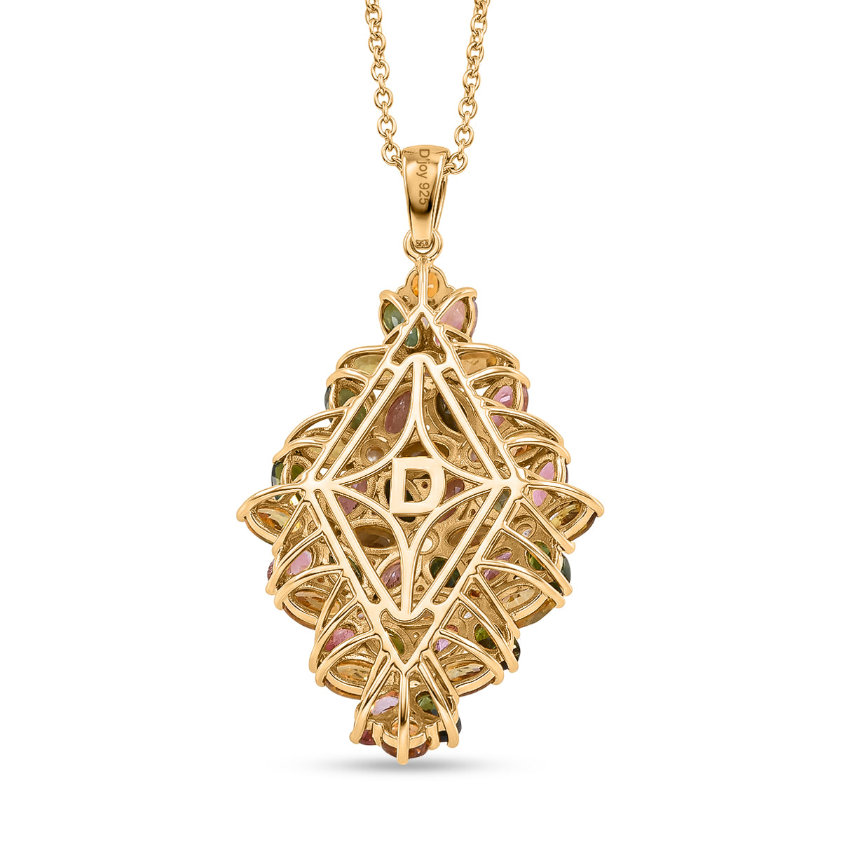 D'Joy AA Mehrfarbig-Turmalin Schmuckset ca. 45 cm 925 Silber 750 Gelbgold vermeil ca. 10,03 ct.