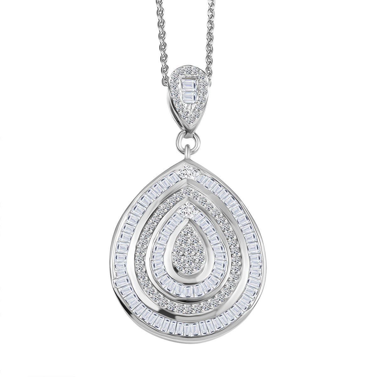 D'Joy Weißer Diamant Schmuckset ca. 50 cm 925 Silber Rhodiniert (10-15 Werktage Lieferzeit) ca. 1,00 ct.