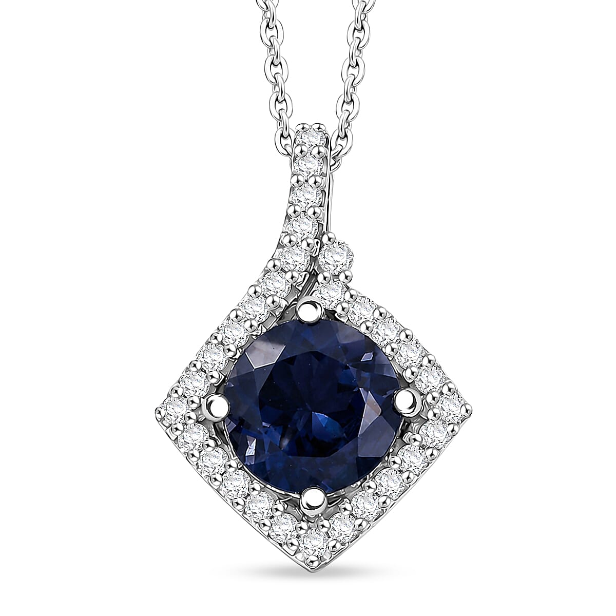 D'Joy AA Iolit, Moissanit AGI zertifiziert Schmuckset ca. 50 cm 925 Silber Rhodiniert ca. 1.79 ct