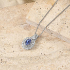 D'Joy AA Tansanit, Moissanit AGI zertifiziert Schmuckset ca. 50 cm 925 Silber Rhodiniert ca. 1,90 ct.