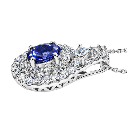 D'Joy AA Tansanit, Moissanit AGI zertifiziert Schmuckset ca. 50 cm 925 Silber Rhodiniert ca. 1,90 ct.