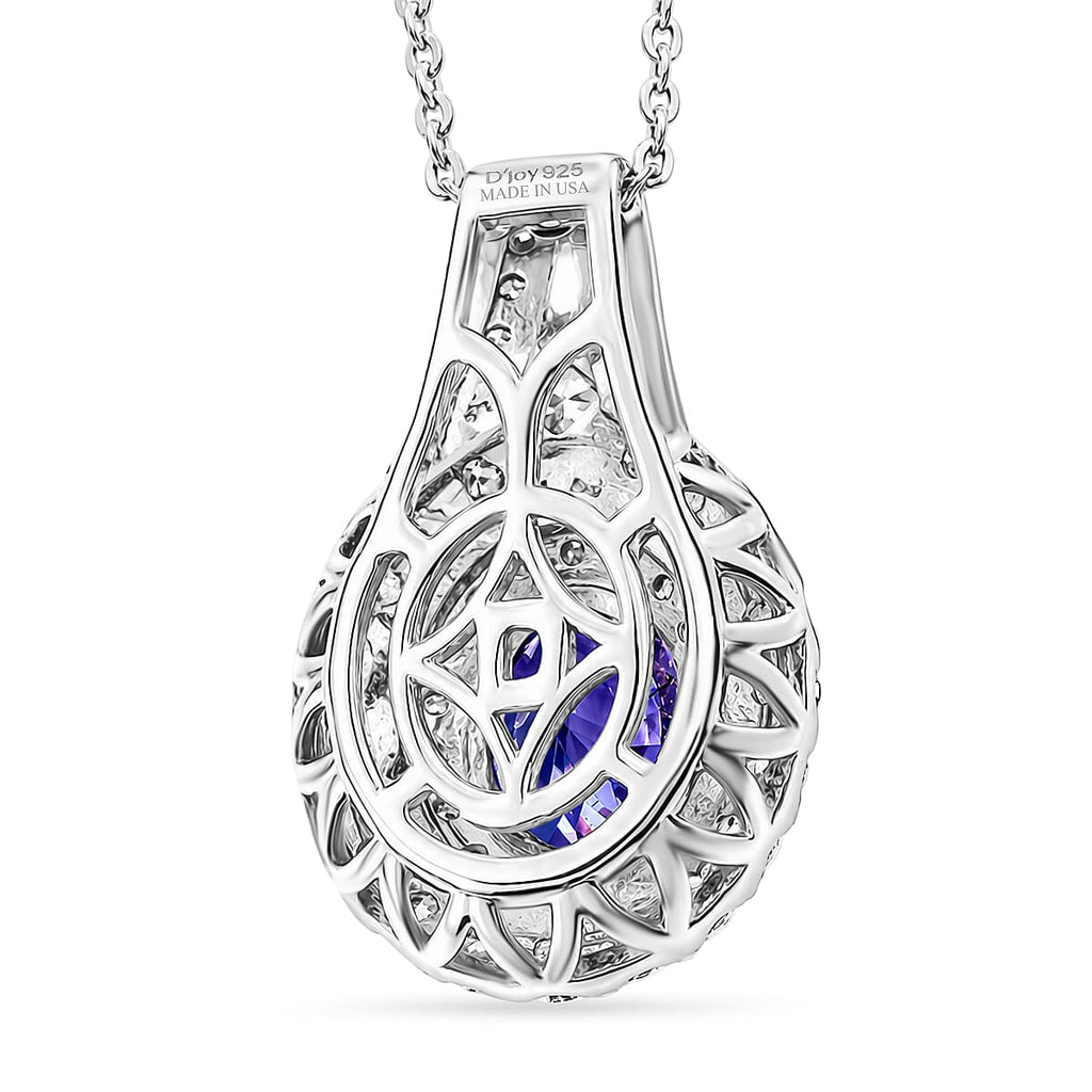 D'Joy AA Tansanit, Moissanit AGI zertifiziert Schmuckset ca. 50 cm 925 Silber Rhodiniert ca. 1,90 ct.