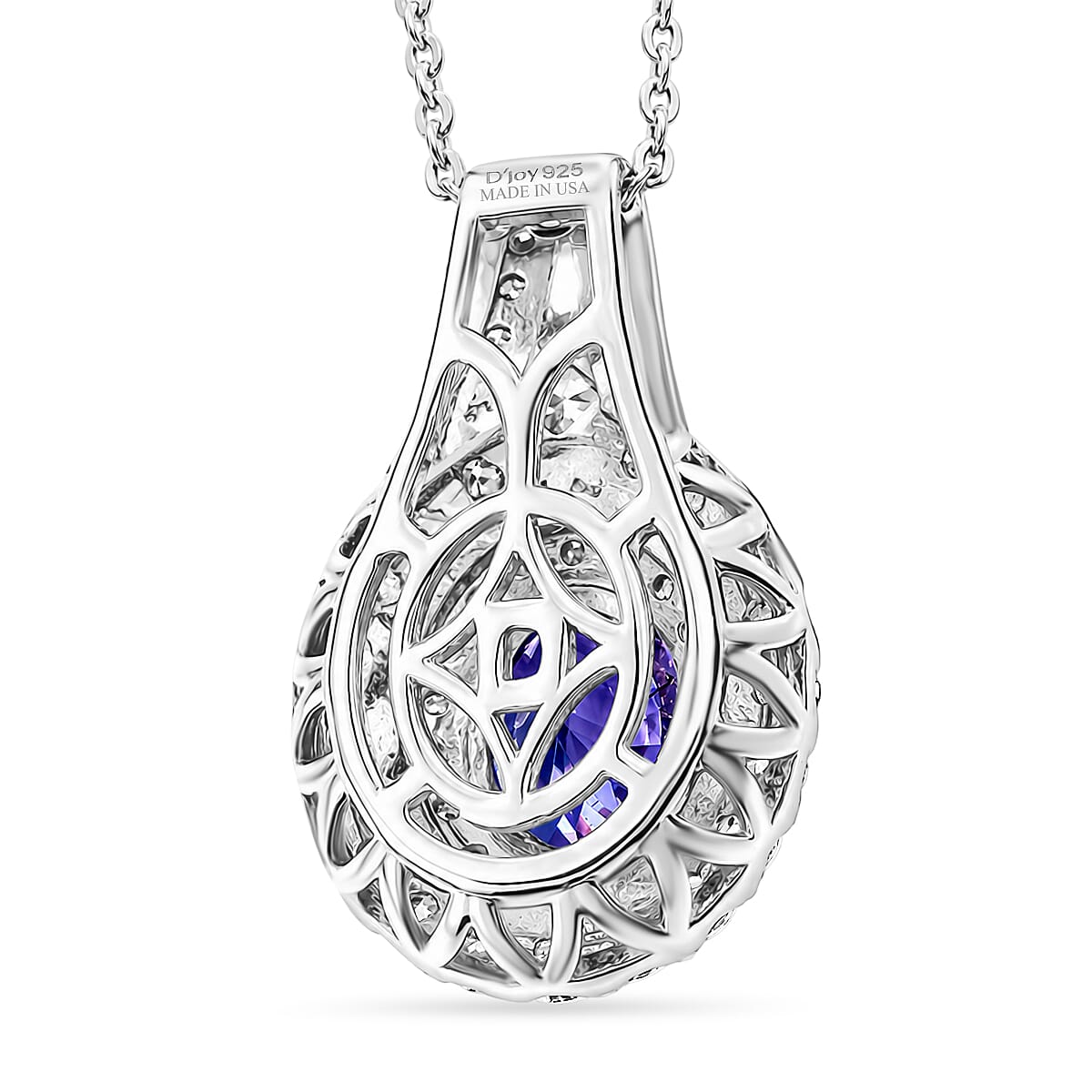 D'Joy AA Tansanit, Moissanit AGI zertifiziert Schmuckset ca. 50 cm 925 Silber Rhodiniert ca. 1,90 ct.