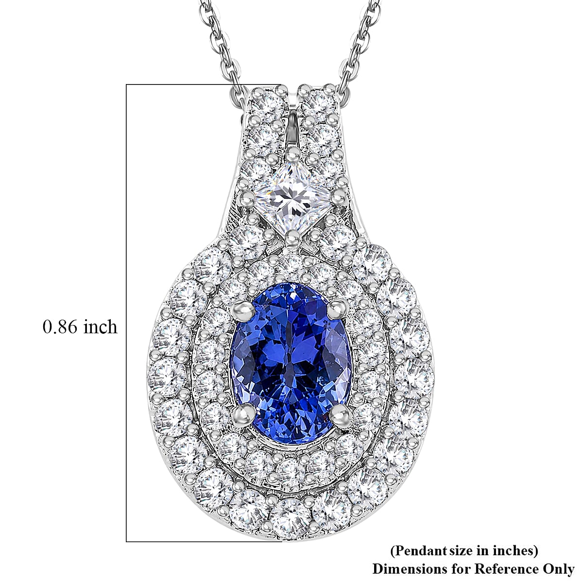 D'Joy AA Tansanit, Moissanit AGI zertifiziert Schmuckset ca. 50 cm 925 Silber Rhodiniert ca. 1,90 ct.