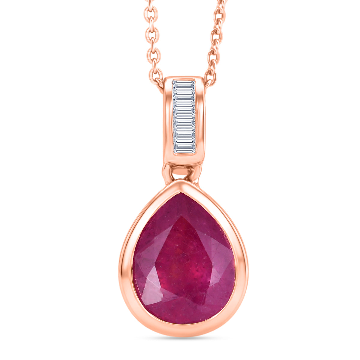 D'Joy Ilakaka Rosa Saphir (Fissure gefüllt), Weißer Diamant Schmuckset ca. 50 cm 925 Silber 750 Roségold vermeil ca. 3.57 ct