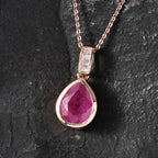 D'Joy Ilakaka Rosa Saphir (Fissure gefüllt), Weißer Diamant Schmuckset ca. 50 cm 925 Silber 750 Roségold vermeil ca. 3.57 ct