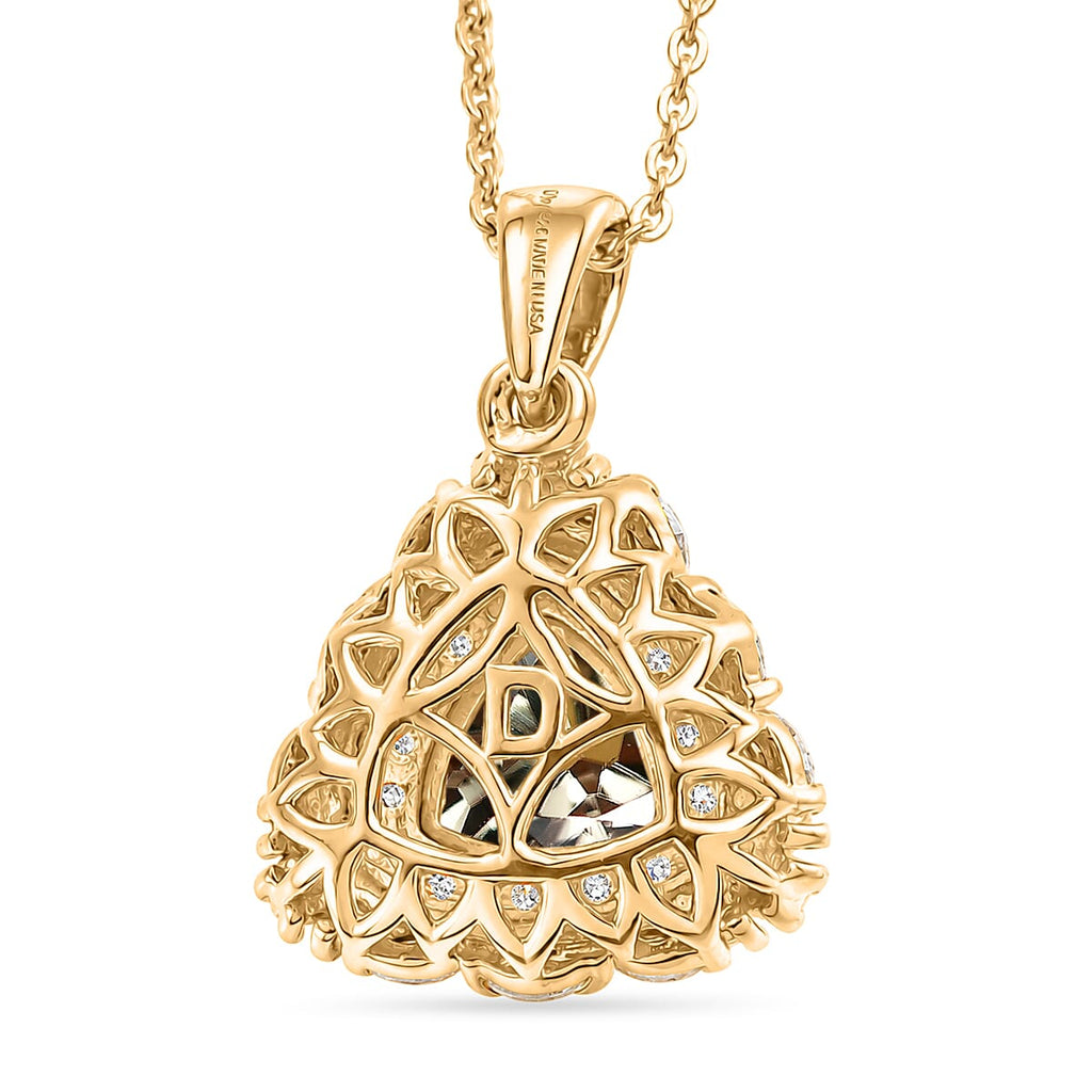 D'Joy AA Turkizit, Moissanit AGI zertifiziert Schmuckset ca. 50 cm 925 Silber 750 Gelbgold vermeil ca. 2,24 ct.