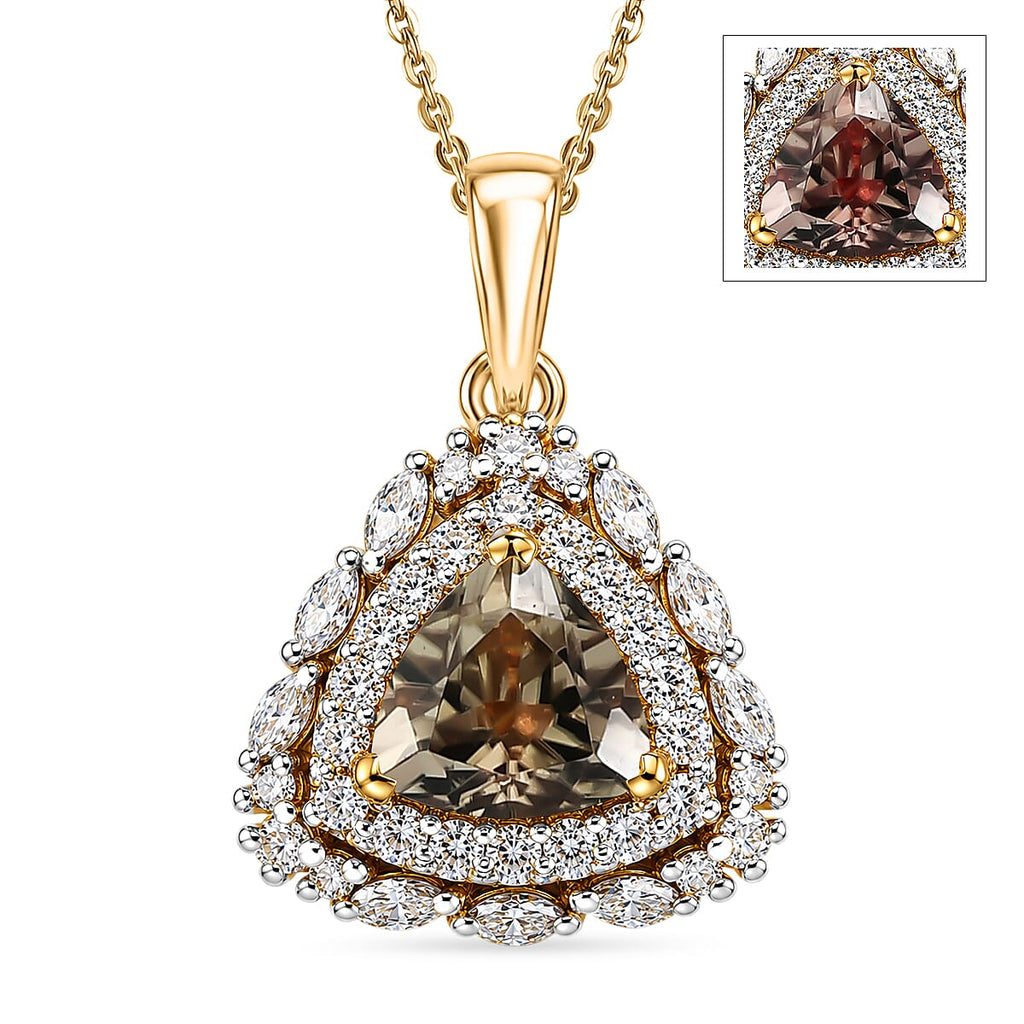 D'Joy AA Turkizit, Moissanit AGI zertifiziert Schmuckset ca. 50 cm 925 Silber 750 Gelbgold vermeil ca. 2,24 ct.