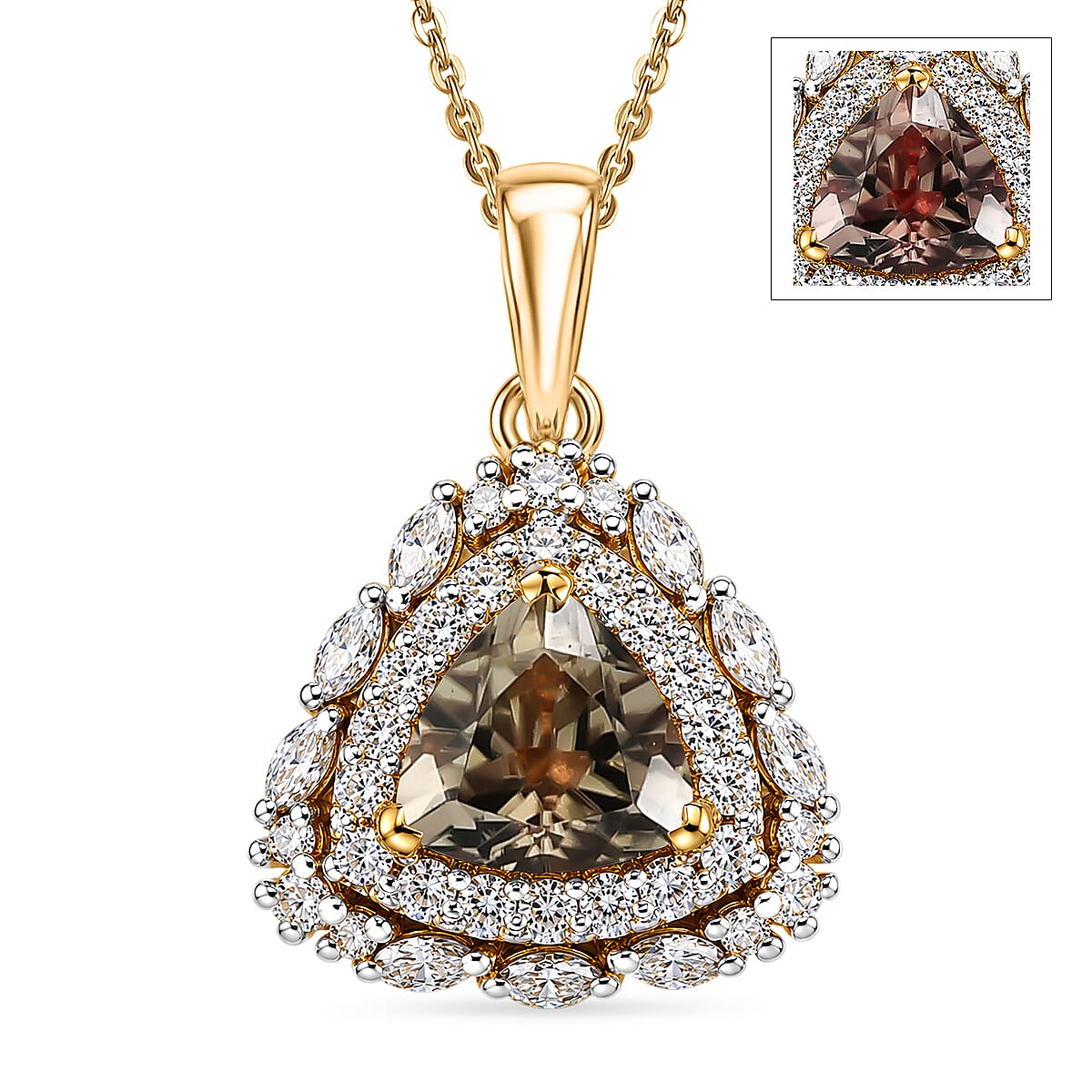 D'Joy AA Turkizit, Moissanit AGI zertifiziert Schmuckset ca. 50 cm 925 Silber 750 Gelbgold vermeil ca. 2,24 ct.