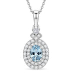 D'Joy AA Santamaria Aquamarin, Moissanit AGI zertifiziert Schmuckset ca. 50 cm 925 Silber Rhodiniert ca. 1,44 ct.