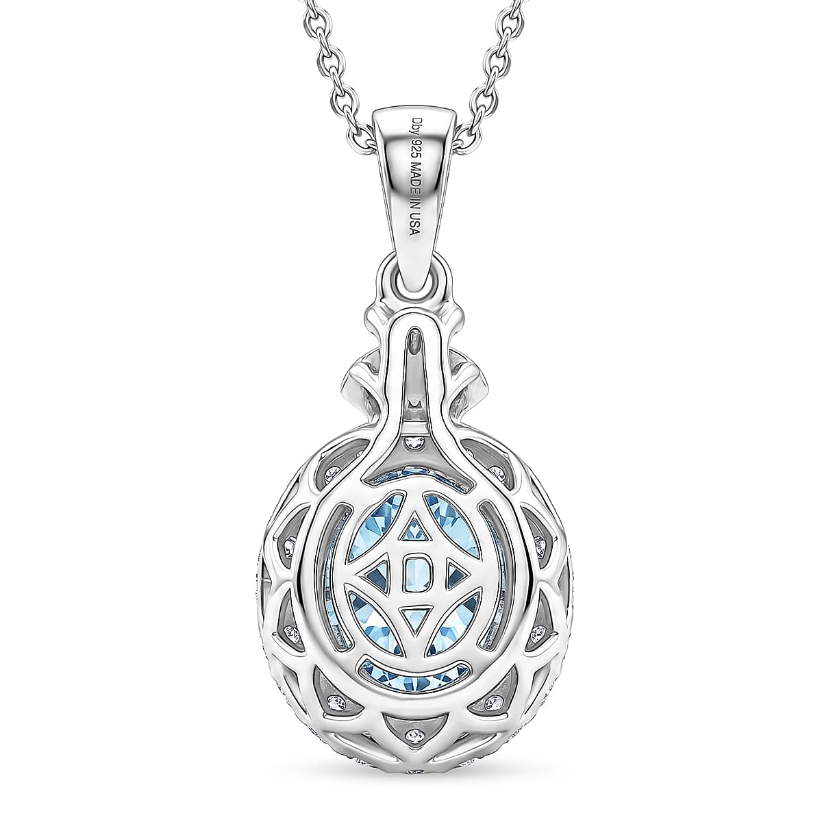 D'Joy AA Santamaria Aquamarin, Moissanit AGI zertifiziert Schmuckset ca. 50 cm 925 Silber Rhodiniert ca. 1,44 ct.