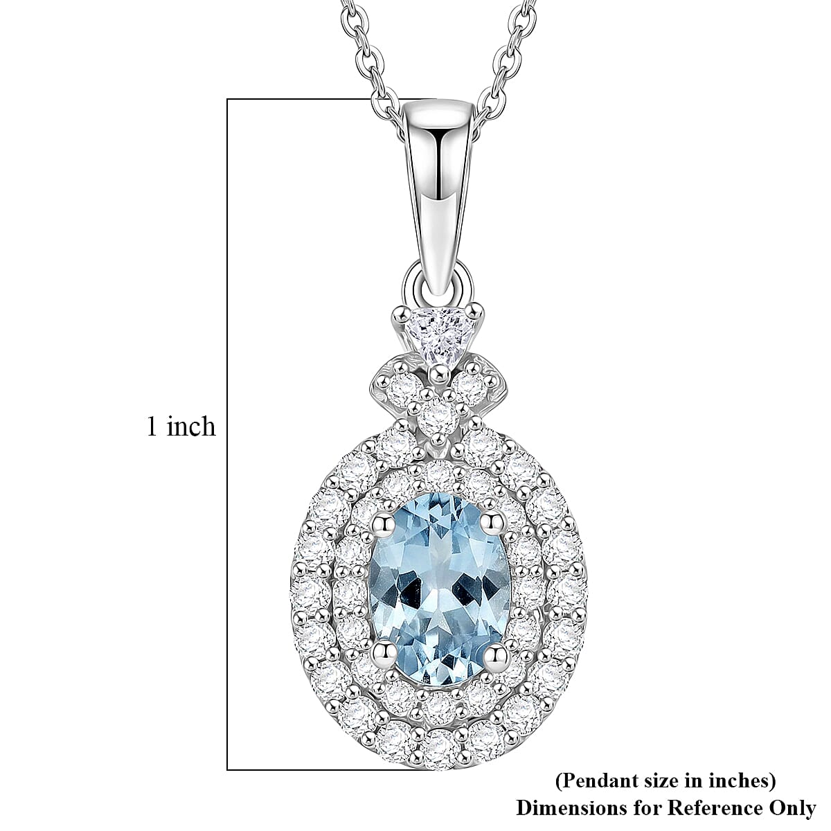 D'Joy AA Santamaria Aquamarin, Moissanit AGI zertifiziert Schmuckset ca. 50 cm 925 Silber Rhodiniert ca. 1,44 ct.