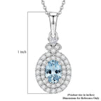 D'Joy AA Santamaria Aquamarin, Moissanit AGI zertifiziert Schmuckset ca. 50 cm 925 Silber Rhodiniert ca. 1,44 ct.