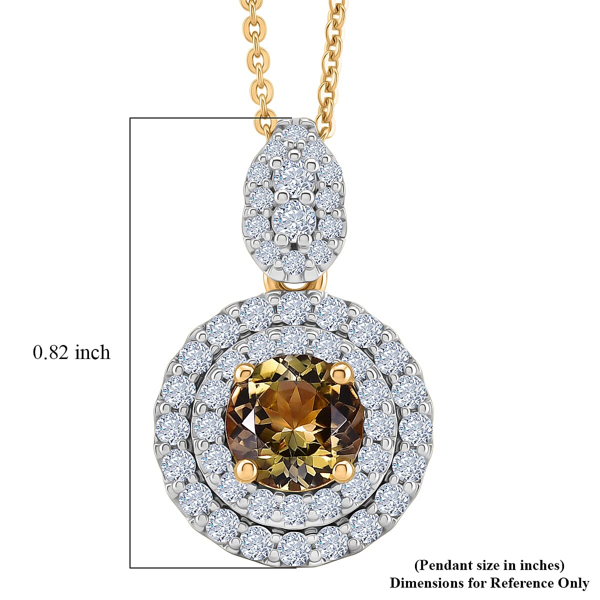 D'Joy AA Gelber Tansanit, Moissanit AGI zertifiziert Schmuckset ca. 50 cm 925 Silber 750 Gelbgold vermeil ca. 1,41 ct.