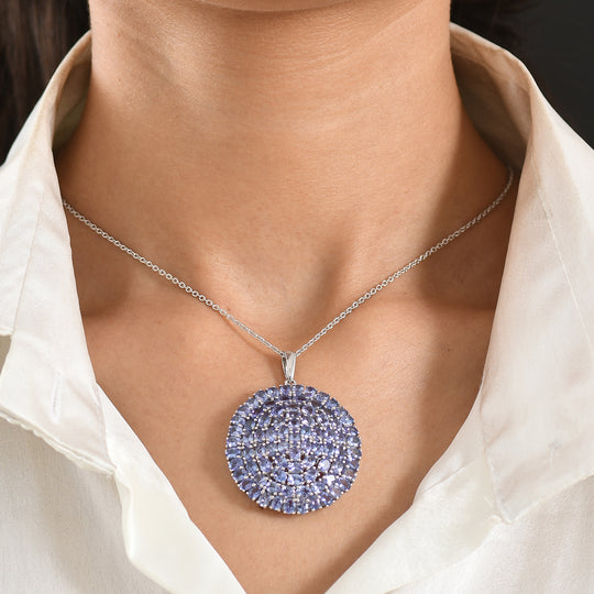 D'Joy Tansanit Anhänger mit Kette, ca. 45 cm 925 Silber Rhodiniert ca. 14.61 ct