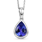 D'Joy Sehr Seltener Premium Tansanit Anhänger mit Kette ca. 50 cm 925 Silber Rhodiniert ca. 1.71 ct