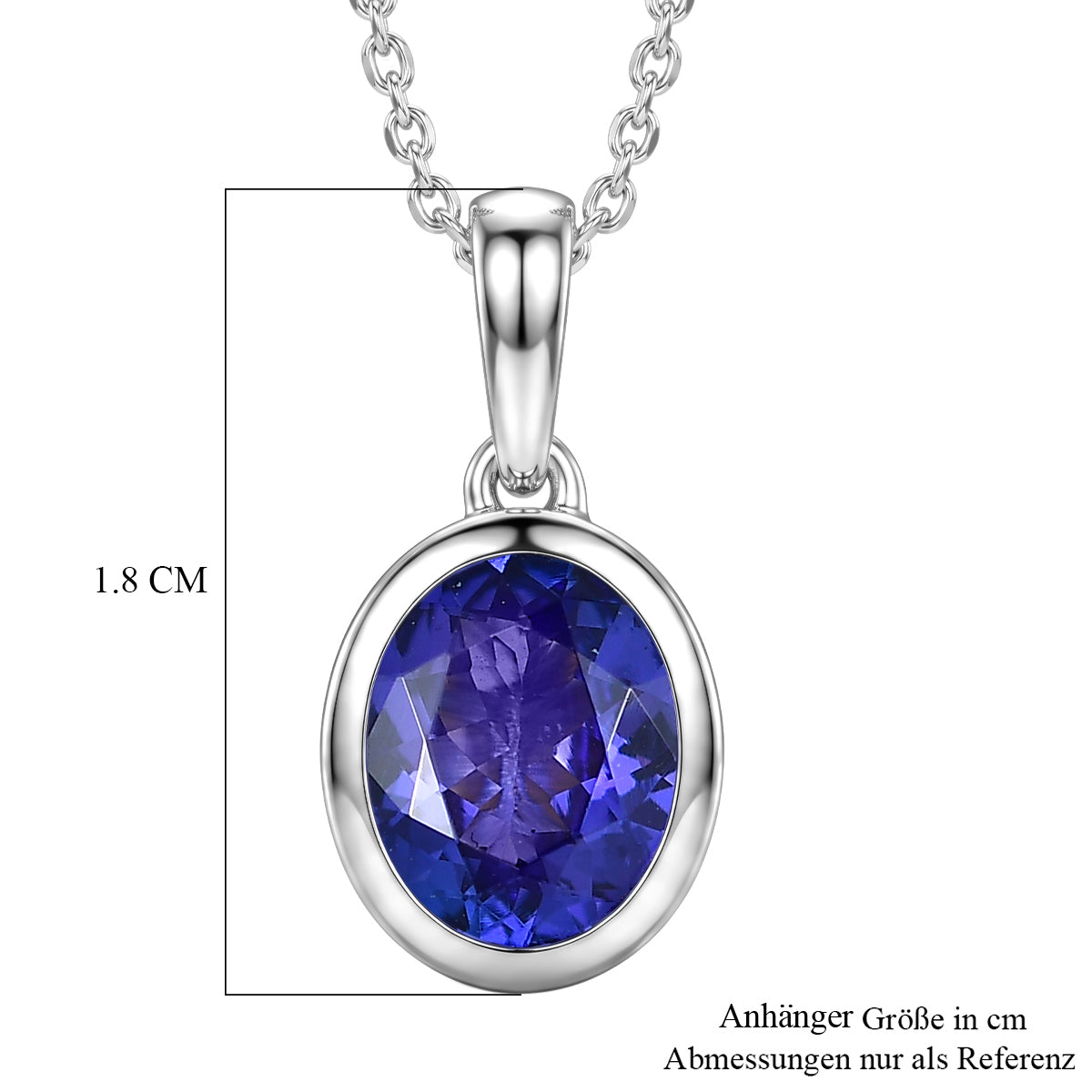 D'Joy Sehr Seltener Premium Tansanit Anhänger mit Kette ca. 50 cm 925 Silber Rhodiniert ca. 1.78 ct