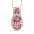D'Joy Rosa Saphir und Zirkon Anhänger mit 50cm Kette, 925 Silber 750 Roségold Vermeil - 1,51 ct.