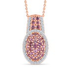 D'Joy Rosa Saphir und Zirkon Anhänger mit 50cm Kette, 925 Silber 750 Roségold Vermeil - 1,51 ct.