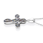 D'Joy Mehrfarbiger Diamant Anhänger mit Kette, ca. 50 cm 925 Silber Rhodiniert ca. 0.25 ct