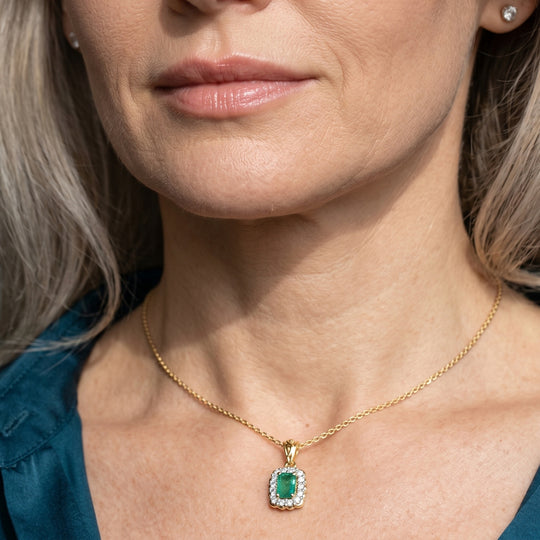 D'Joy AAA Kagem Sambischer Smaragd, Moissanit Schmuckset ca. 50 cm 925 Silber 750 Gelbgold vermeil ca. 0.76 ct