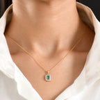 D'Joy AAA Kagem Sambischer Smaragd, Moissanit Schmuckset ca. 50 cm 925 Silber 750 Gelbgold vermeil ca. 0.76 ct