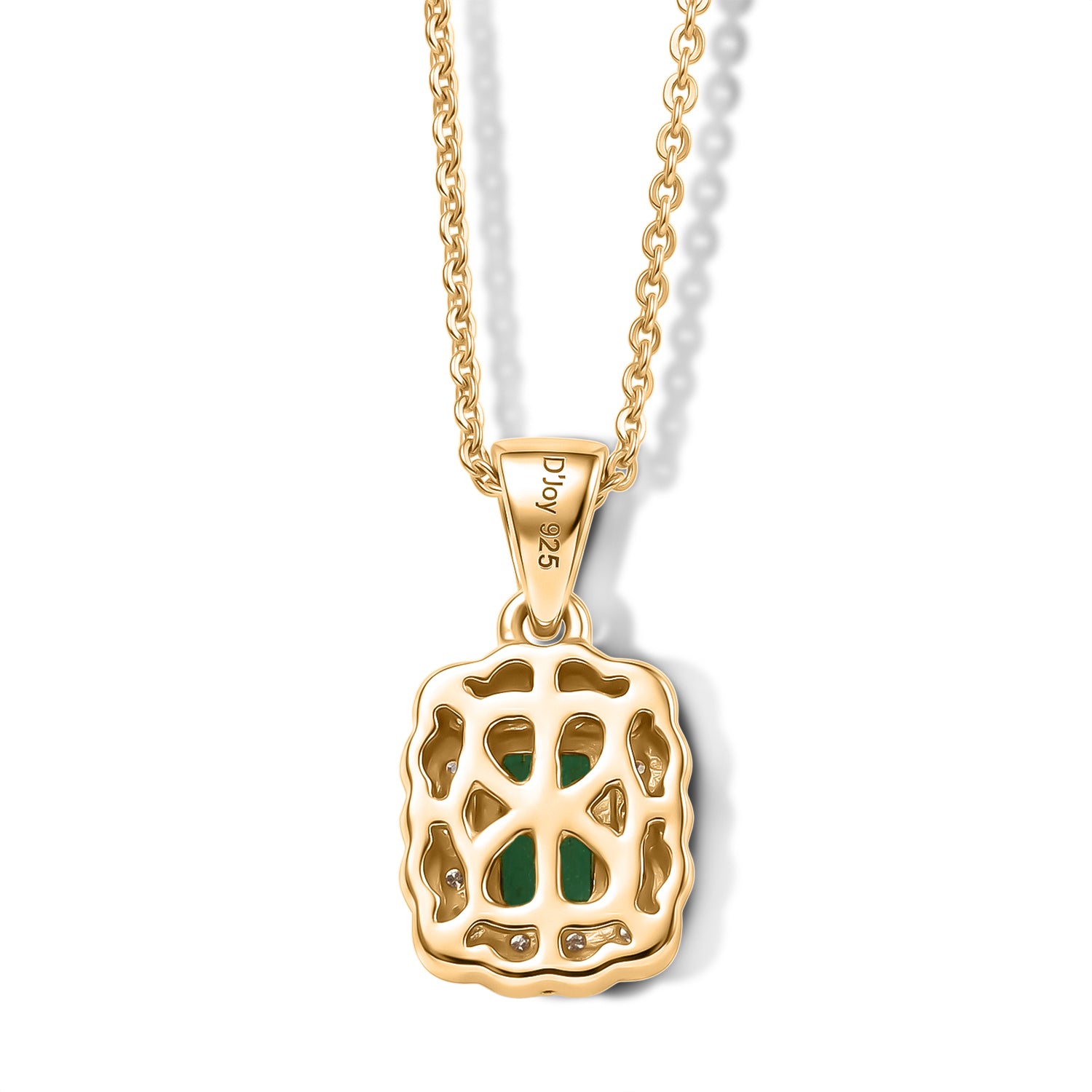 D'Joy AAA Kagem Sambischer Smaragd, Moissanit Schmuckset ca. 50 cm 925 Silber 750 Gelbgold vermeil ca. 0.76 ct