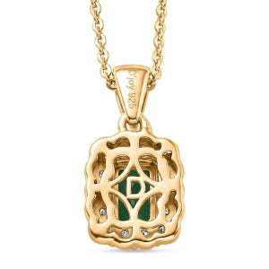 D'Joy AAA Kagem Sambischer Smaragd, Moissanit Schmuckset ca. 50 cm 925 Silber 750 Gelbgold vermeil ca. 0.76 ct