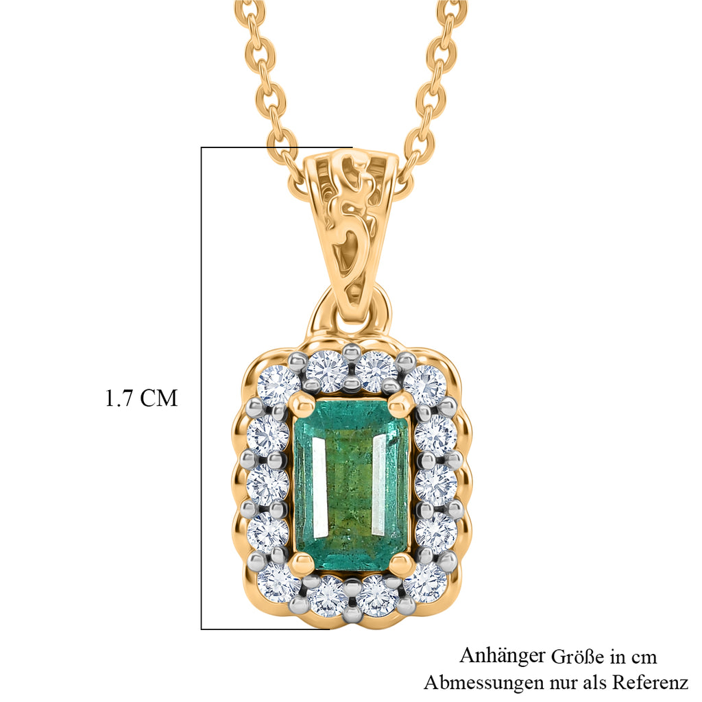 D'Joy AAA Kagem Sambischer Smaragd, Moissanit Schmuckset ca. 50 cm 925 Silber 750 Gelbgold vermeil ca. 0.76 ct