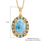 D'Joy Larimar, Neon Apatit Anhänger mit Kette, ca. 50 cm 925 Silber 750 Gelbgold vermeil ca. 7.43 ct