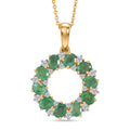 D'Joy AAA Kagem sambischer Smaragd und Zirkon Anhänger mit 50cm Kette - 2 ct.