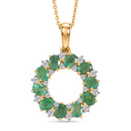 D'Joy AAA Kagem Sambischer Smaragd, Weißer Zirkon Schmuckset ca. 50 cm 925 Silber 750 Gelbgold vermeil ca. 2,00 ct.