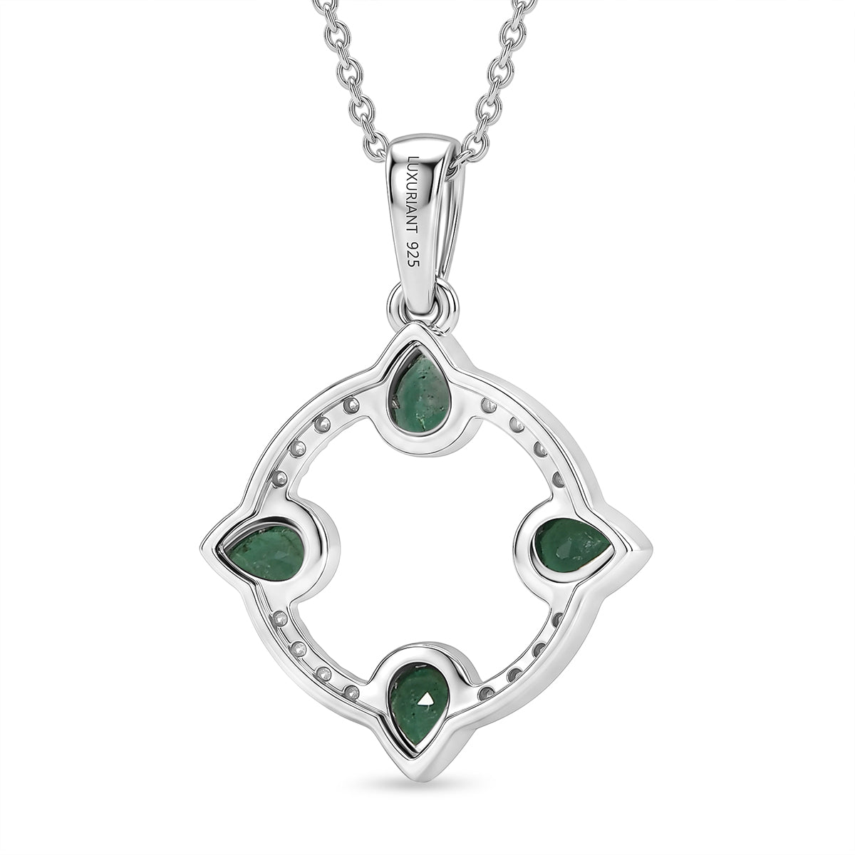 LUXURIANT DIAMOND - AAA Kagem Sambischer Smaragd, Lab Grown Diamant Schmuckset ca. 50 cm 925 Silber Rhodiniert ca. 0,68 ct.