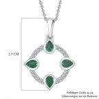 LUXURIANT DIAMOND - AAA Kagem Sambischer Smaragd, Lab Grown Diamant Schmuckset ca. 50 cm 925 Silber Rhodiniert ca. 0,68 ct.