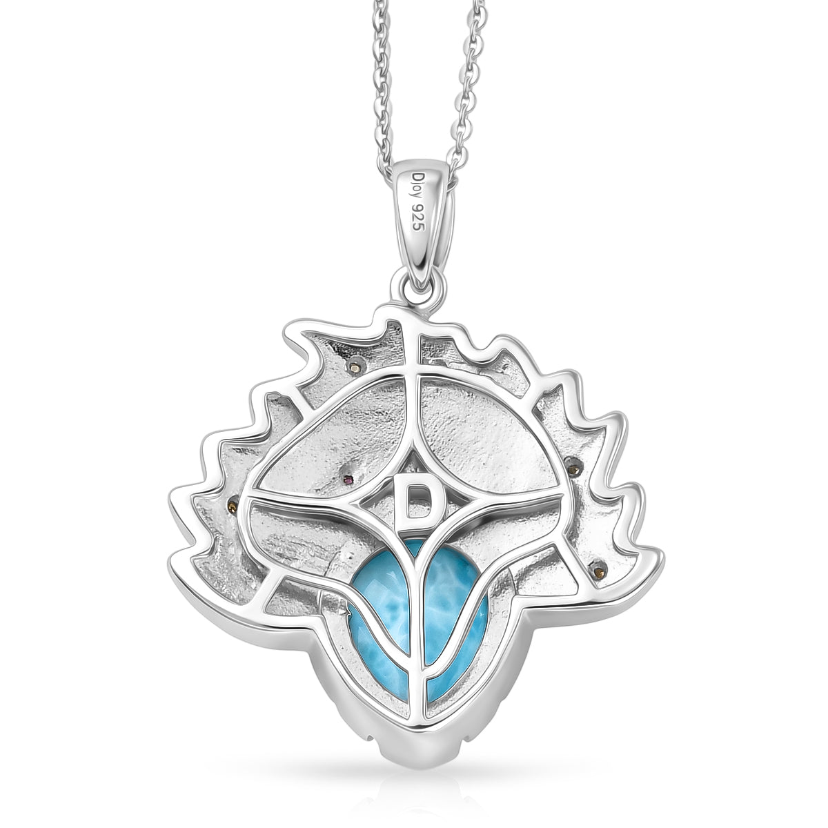 D'Joy Larimar, Mehrfarbiger Saphir Anhänger mit Kette, ca. 50 cm 925 Silber Rhodiniert ca. 5.48 ct