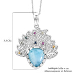 D'Joy Larimar, Mehrfarbiger Saphir Anhänger mit Kette, ca. 50 cm 925 Silber Rhodiniert ca. 5.48 ct