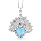 D'Joy Larimar, Mehrfarbiger Saphir Anhänger mit Kette, ca. 50 cm 925 Silber Rhodiniert ca. 5.48 ct