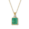 D'Joy Smaragd-Quarz Triplette, Weißer Zirkon Schmuckset ca. 50 cm 925 Silber Gold ca. 6,68 ct.
