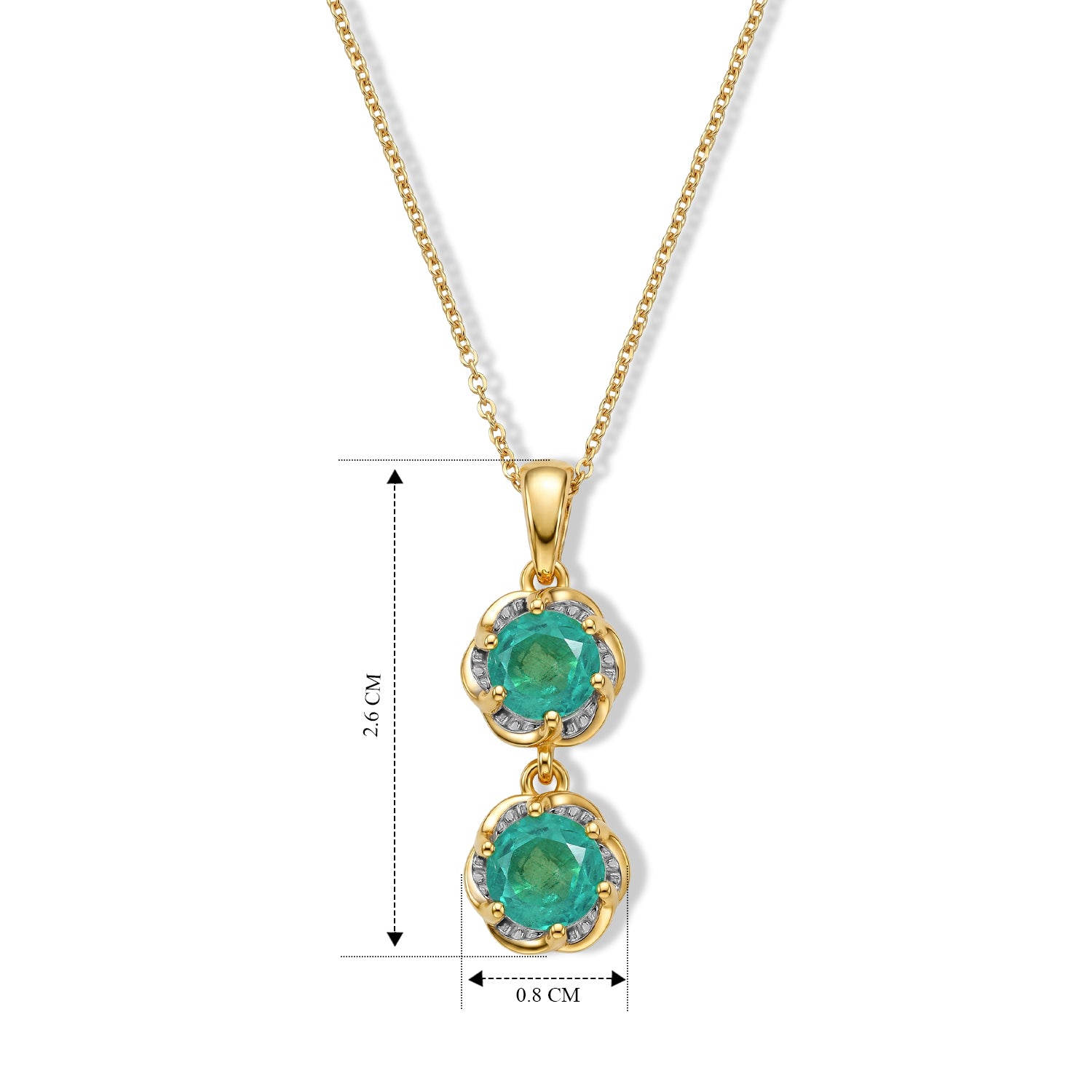 D'Joy Smaragd-Quarz Triplette Schmuckset ca. 50 cm 925 Silber Platiniert, 925 Silber Platiniert und vergoldet ca. 2.00 ct
