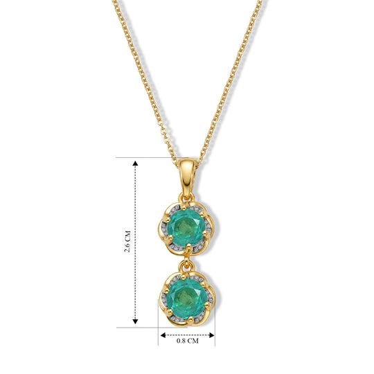 D'Joy Smaragd-Quarz Triplette Schmuckset ca. 50 cm 925 Silber Platiniert, 925 Silber Platiniert und vergoldet ca. 2.00 ct