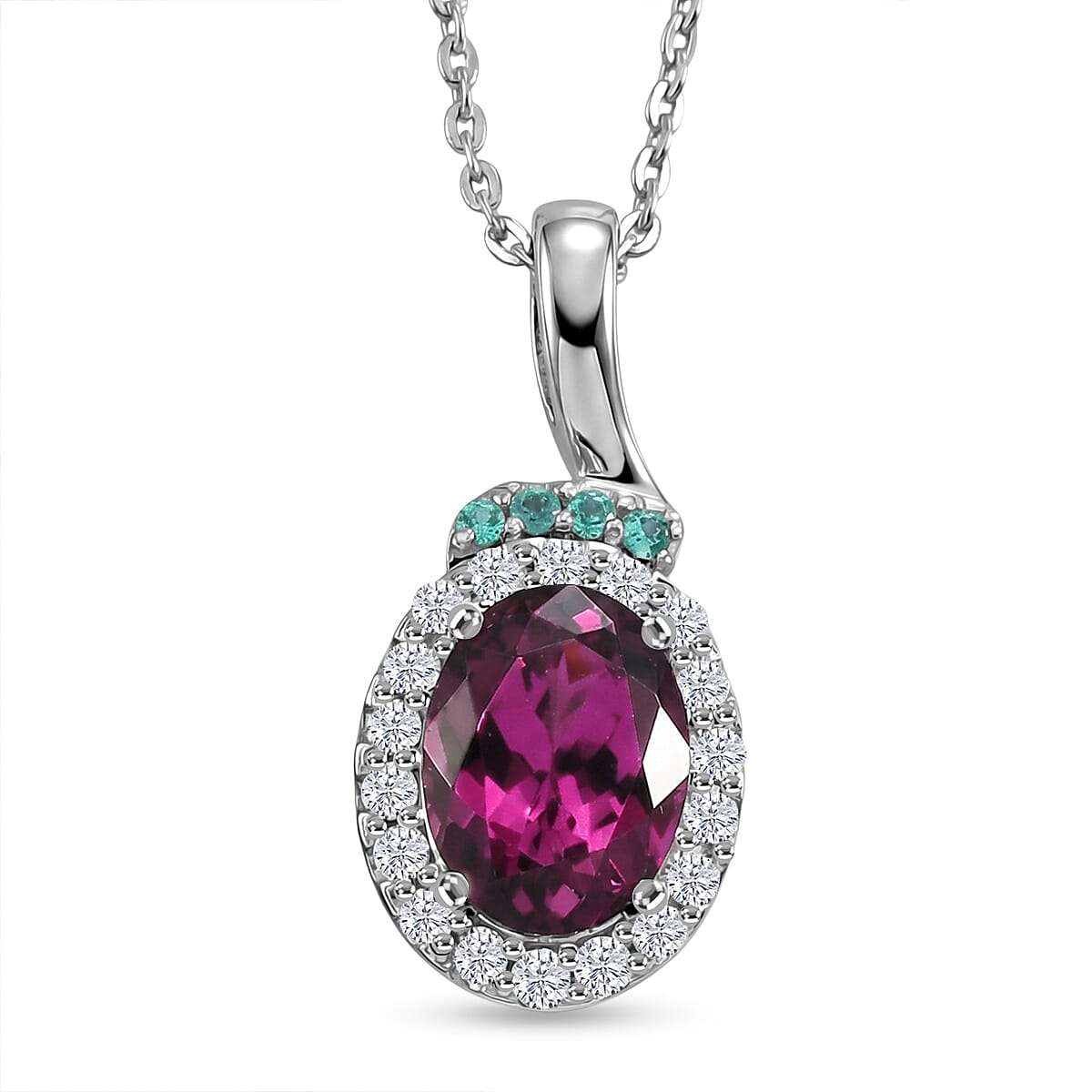 D'Joy AA Radiant Ember Granat, Moissanit Schmuckset ca. 50 cm 925 Silber Rhodiniert ca. 1,75 ct.