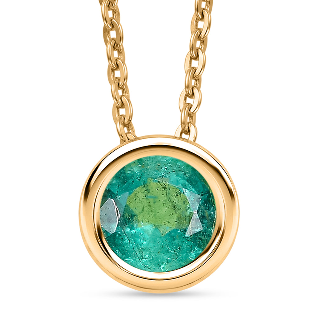 D'Joy AAA Kagem Sambischer Smaragd Schmuckset ca. 50 cm 925 Silber 750 Gelbgold vermeil ca. 0.43 ct
